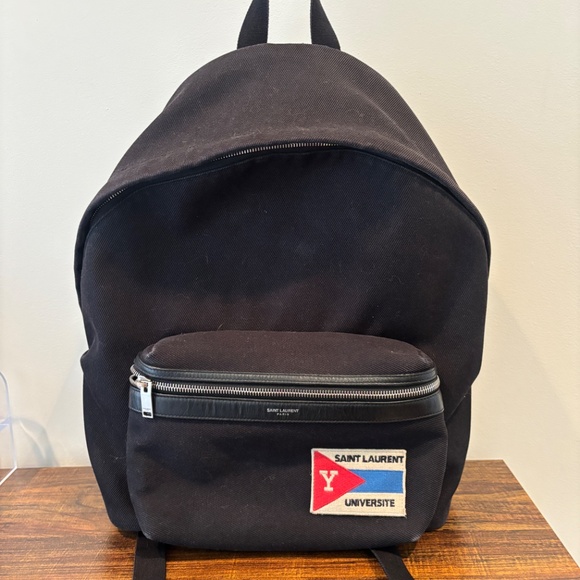 Saint Laurent Black Universite Patch Backpack YSL - Picture 1 of 4